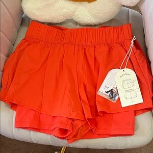 Bright Orange Women's Athletic Ruffle Skorts